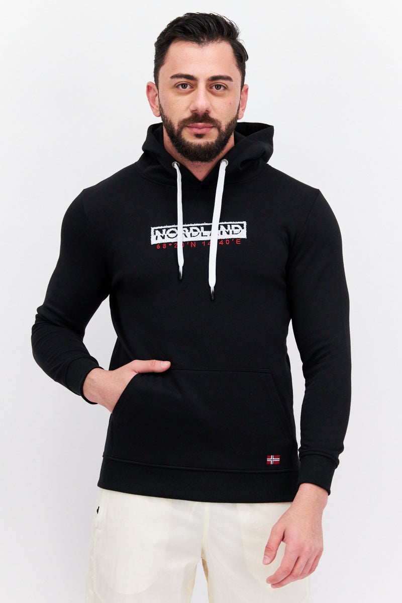 Men Sportswear Fit Long Sleeve Outdoor Hoodie Sweatshirt, Black