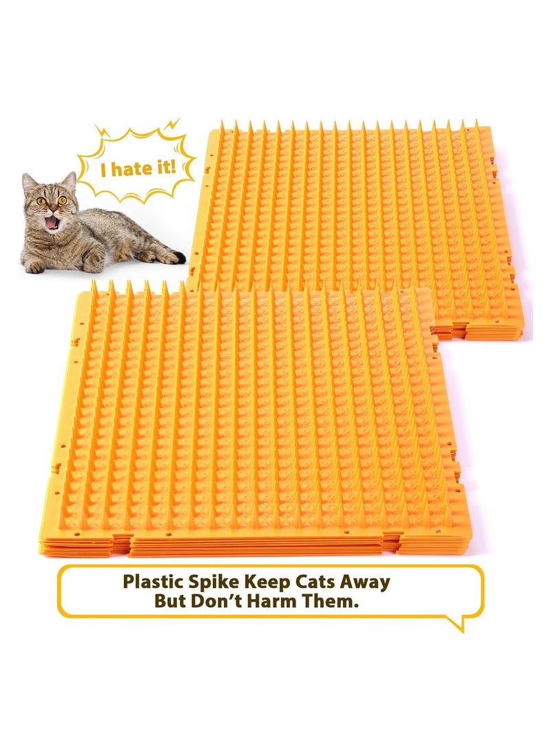 16-Pack Cat Repellent Outdoor Mats with Spikes, Flexible Deterrent Training Mats for Pets, 18.3 Sq Ft, 16 x 13 Inch, Effective Indoor & Outdoor Cat and Dog Deterrent Solutions.