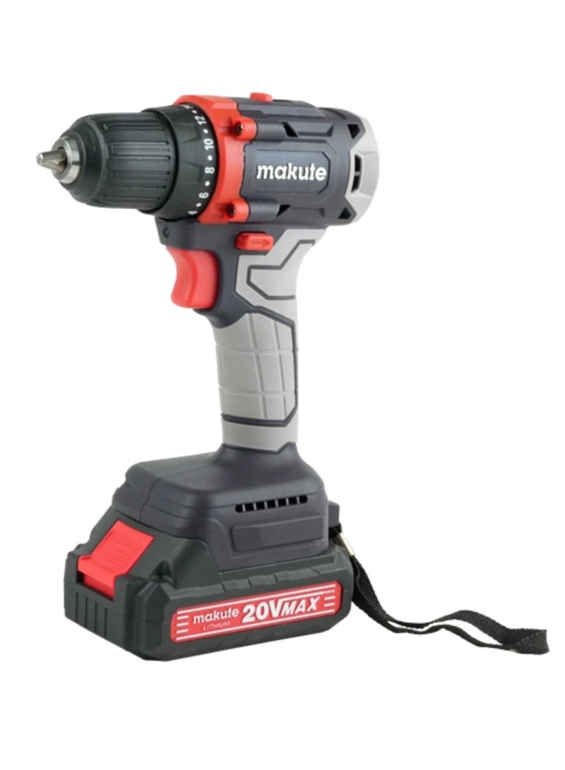 20V Cordless Brushless Impact Drill with 2 Batteries, 10mm Chuck, Dual Speed 0-450/0-1450 r/min - Power Tool for DIY and Professional Use- CD200-2BL