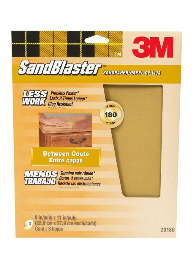 3-Pack Sandpaper Set Gold 9x11inch