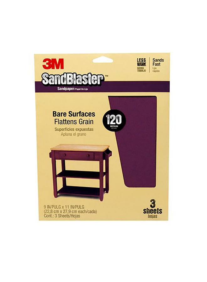 3-Pack Sandpaper Set Model 20120-G Brown 9x11inch