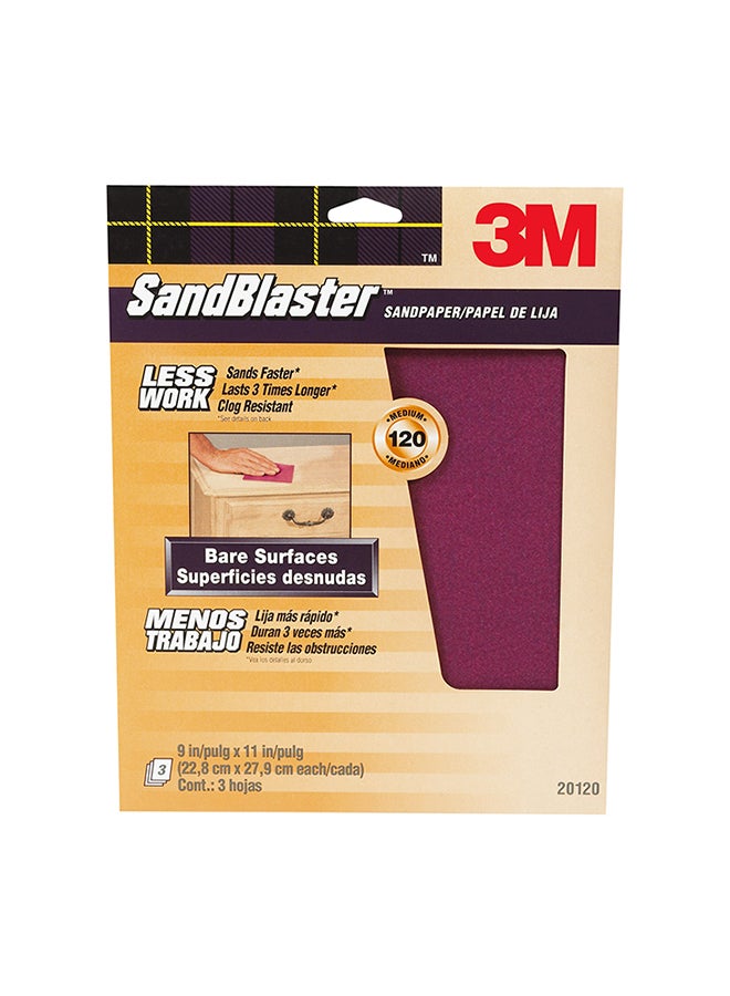 3-Pack Sandpaper Set Model 20120-G Brown 9x11inch