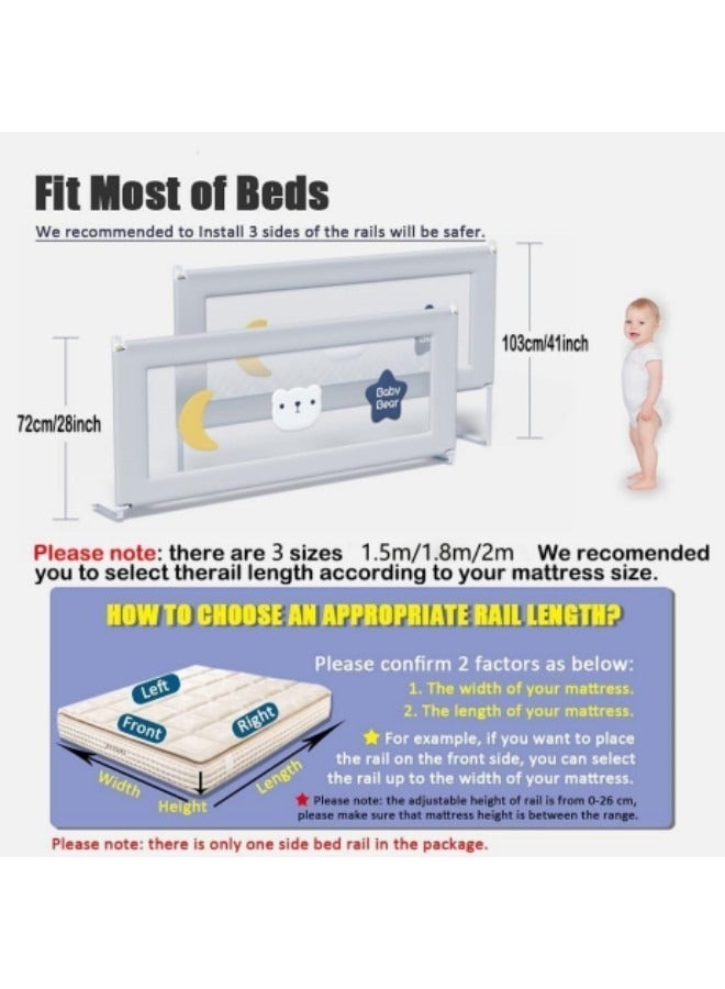 Guard Rail for kids,Toddler Extra Long Bed Guard Rail,Universal Baby & Children Rail 1.5m