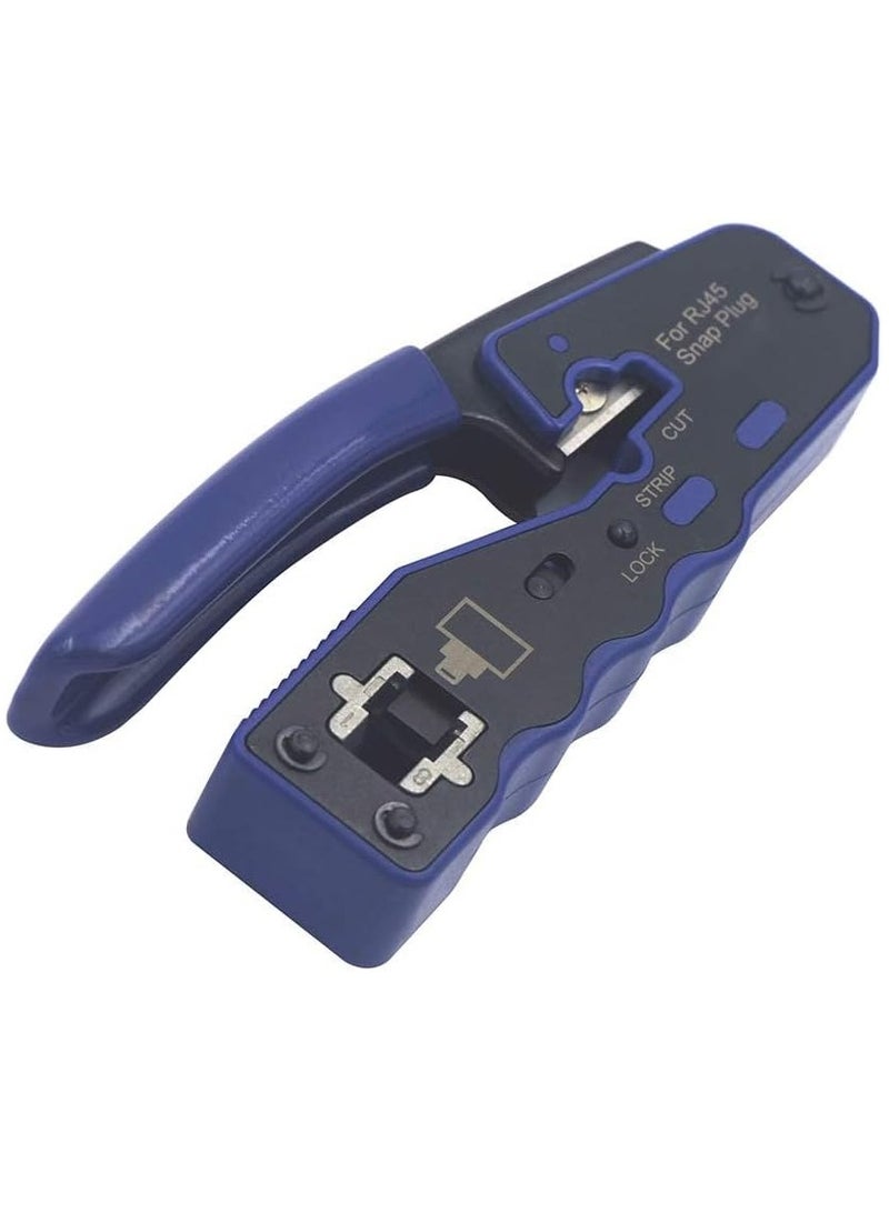 GJ670BL RJ45 Pass Through Ethernet Crimping Tool for Cat5, Cat6, Cat7 - Includes Stripping & Cutting Features