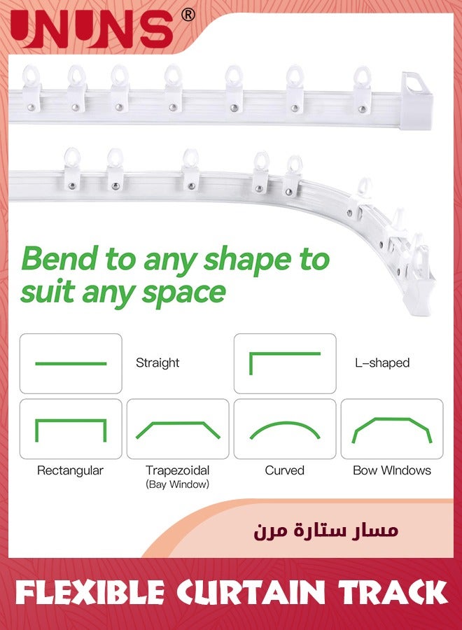 Flexible Bendable Ceiling Curtain Track,3M White Curtain Rail Curved Ceiling Curtain Track Mount For Room Divider,Shower Curtain,L Shape U Shape Bay Windows,RV Curtain Track,White