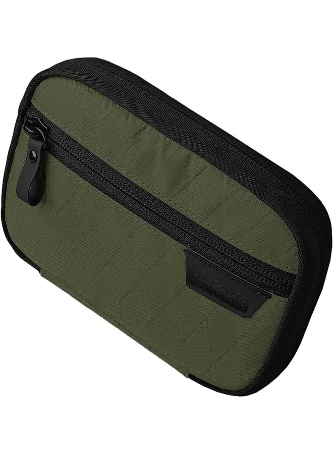 Admin Pouch - Handy Zippered Storage for Electronics, Cables, and Compact Tool Sets - Use as Everyday First Aid Kit - Weatherproof Olive Green X-Pac X42 Fabric