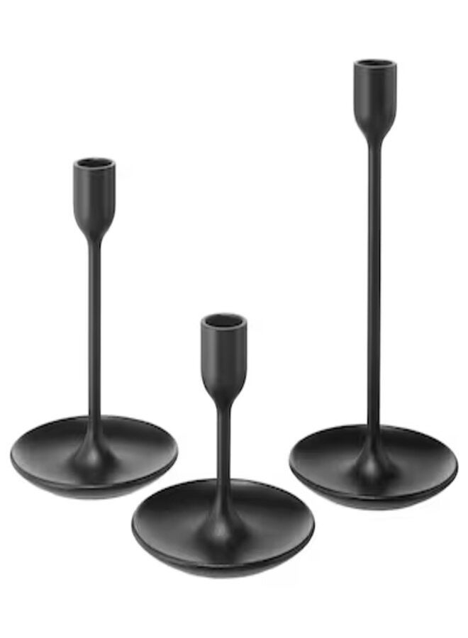 Candle stick set of 3 black