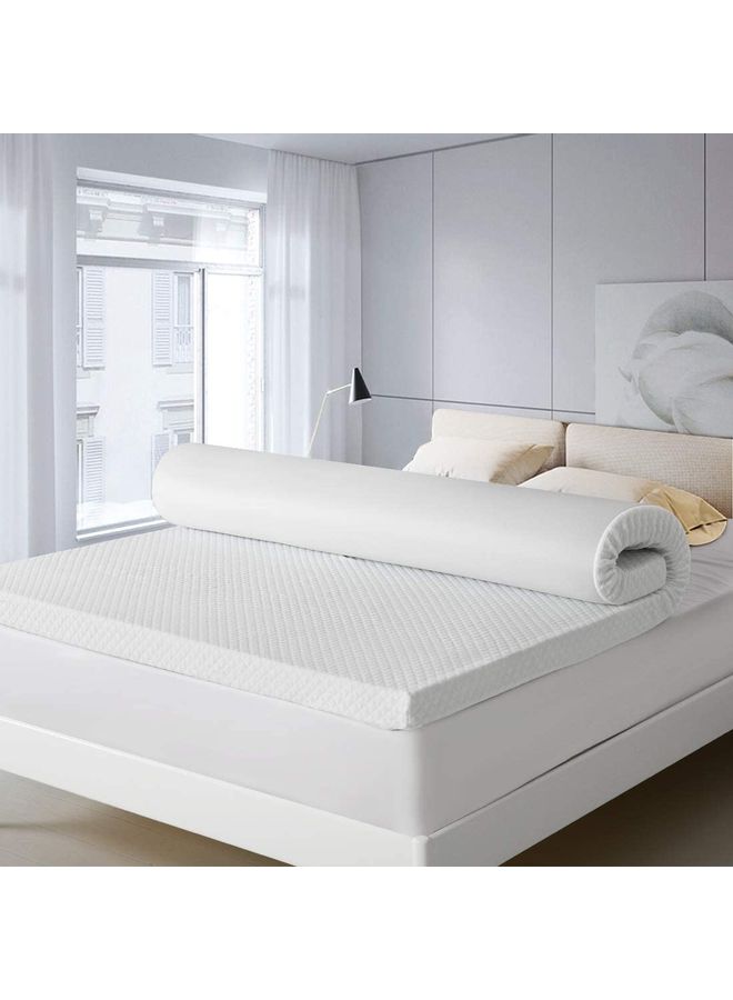 Visco Mattress Topper With Removable Knitted Cover Memory Foam White