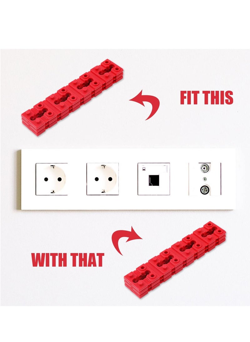 Switch and Receptacle Spacer Electrical Outlet Spacer Socket Outlet Spacers Twist Apart Spacers Plastic Switch and Receptical Spacers for Living Room Kitchen Bathroom Electrical Box(72 Pcs, Red)