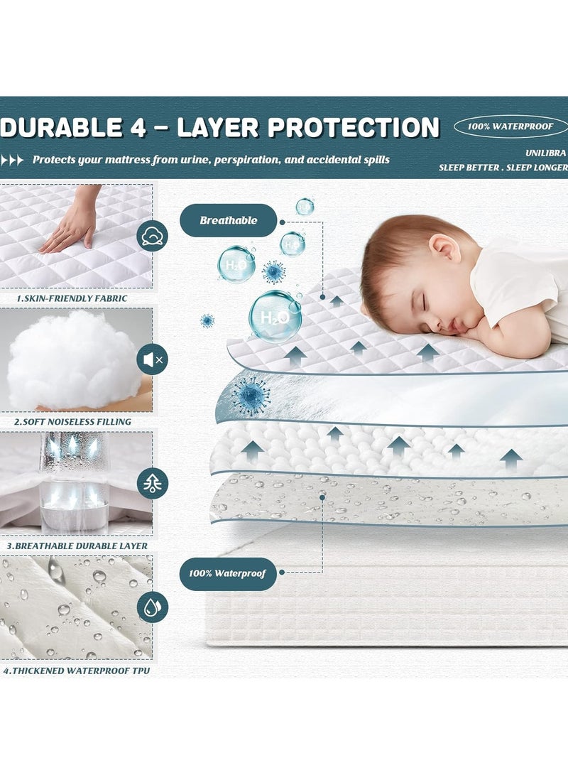 100% Waterproof Mattress Pad Protector,Breathable Quilted Mattress Cover,Breathable Mattress Protector,Soft Breathable Mattress Pad Cover,Dust Proof Mattress Protector (White)