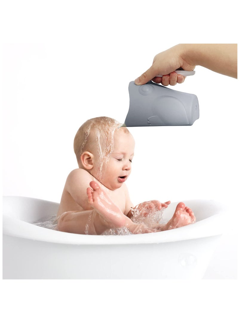 Bath Rinse Cup for Baby, Cute Frog Shape Baby Bath Cup, Hair Shampoo Rinser for Toddlers, Grey