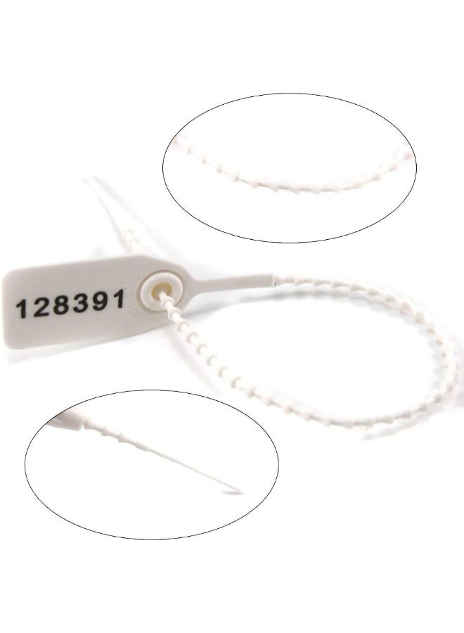 Plastic Tamper Seals, Zip Ties for Fire Extinguishers Pull Tite Security Tags Numbered Disposable Self-Locking Tie 250mm Length (100 PCS, White)