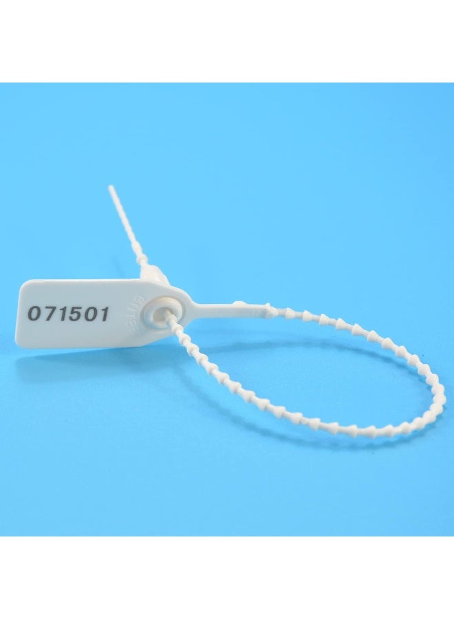 Plastic Tamper Seals, Zip Ties for Fire Extinguishers Pull Tite Security Tags Numbered Disposable Self-Locking Tie 250mm Length (100 PCS, White)