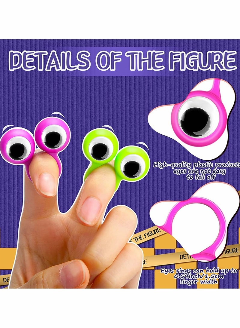 64 Wiggly Eyeball Finger Puppets with Googly Eyes - Fun & Educational Classroom Exchange & Party Favor Toys for Kids, Colorful Eyeball Rings (6 Colors)