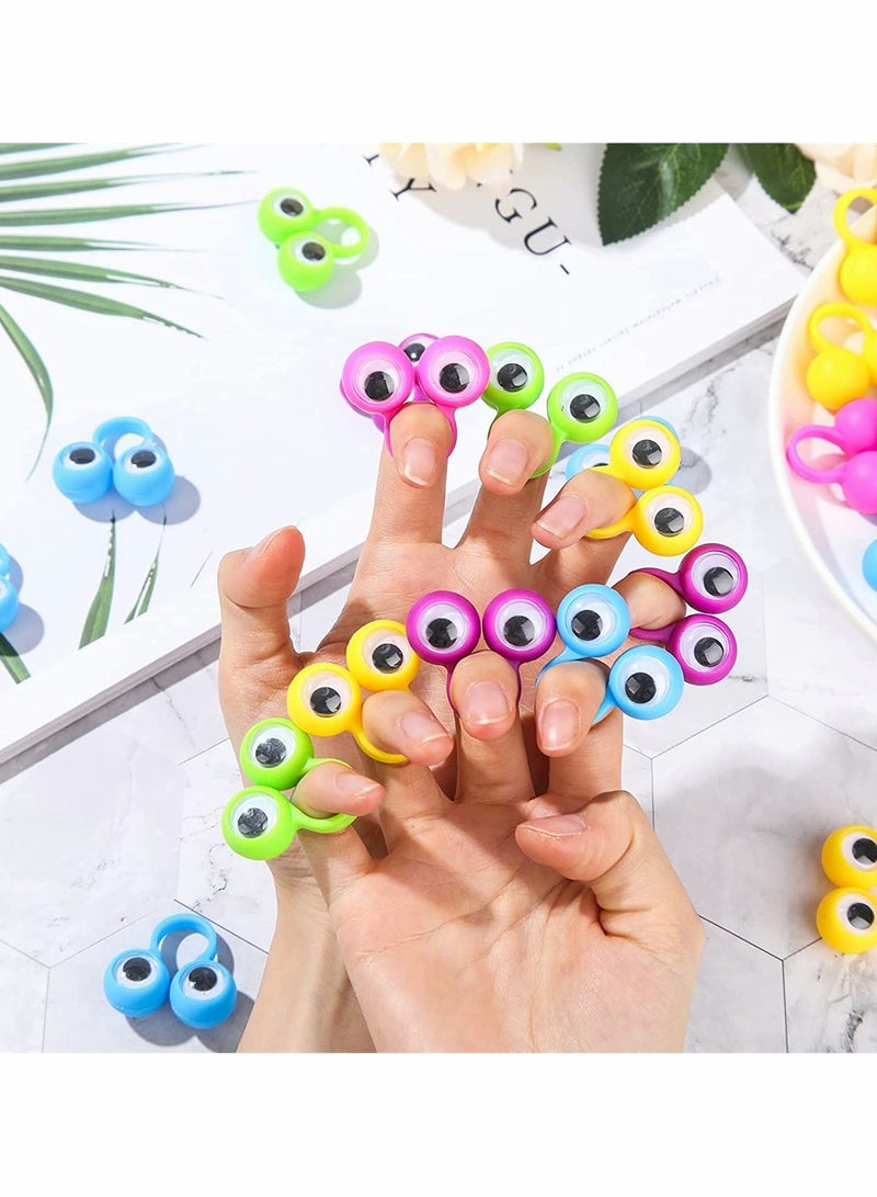 64 Pieces Wiggly Eyeball Finger Puppets with Googly Eyes, Fun Classroom Exchange & Party Favor Toys for Kids, Colorful Eyeball Rings (6 Colors)