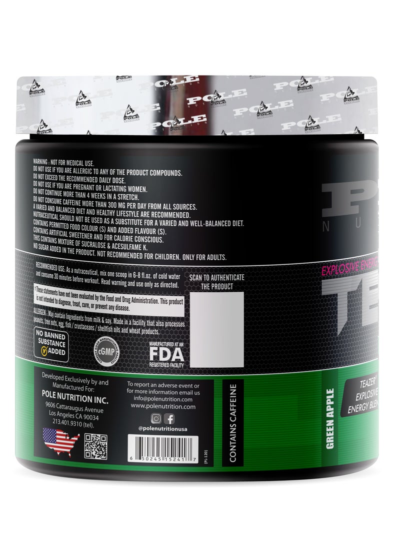 Teazer Explosive Pre-Workout Green Apple Food Supplement 30 Servings