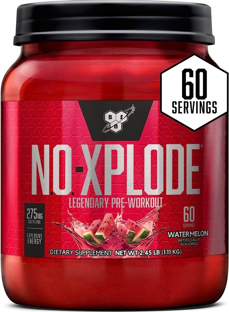 BSN N.O.-XPLODE Legendary Pre-Workout Supplement with Creatine, Beta-Alanine, and Energy,Dietary Supplement , 2.45 LB , Watermelon, 60 Servings