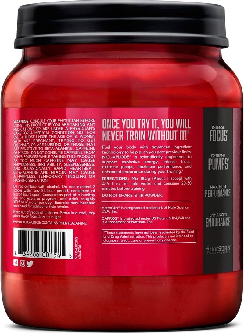 BSN N.O.-XPLODE Legendary Pre-Workout Supplement with Creatine, Beta-Alanine, and Energy,Dietary Supplement , 2.45 LB , Watermelon, 60 Servings