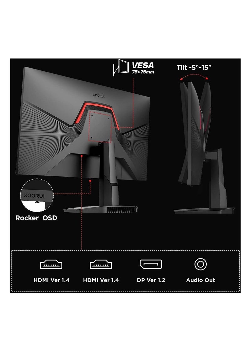 KOORUI 24.5 FHD 170Hz VA Gaming Monitor, 1ms Response Time , Black | 25E3A