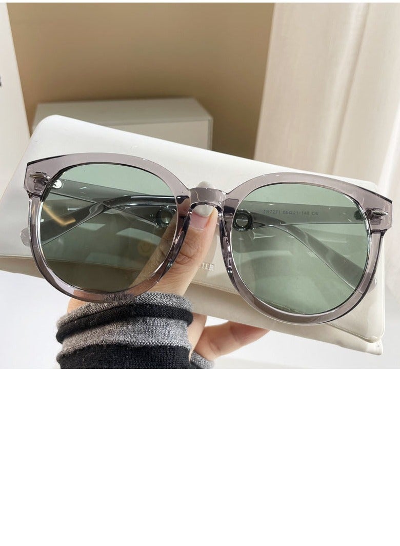 Retro sunglasses female rivets anti-UV polarizing sunglasses male square big face slimming glasses tide