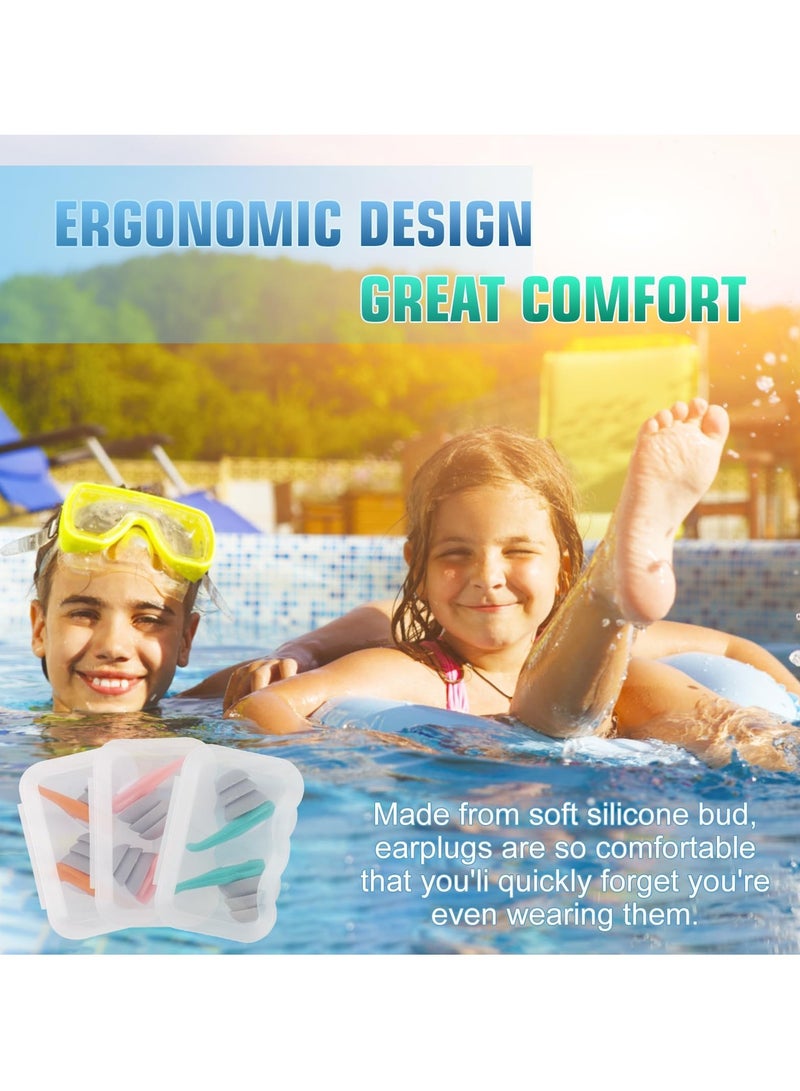 3 Pairs Swimming Earplugs for Kids, Soft Silicone Waterproof Swimming Earplugs, Kids' Reusable Swimming Earplugs for Swimming, Surfing, Diving, Showering for Kids Aged 5~12 Years