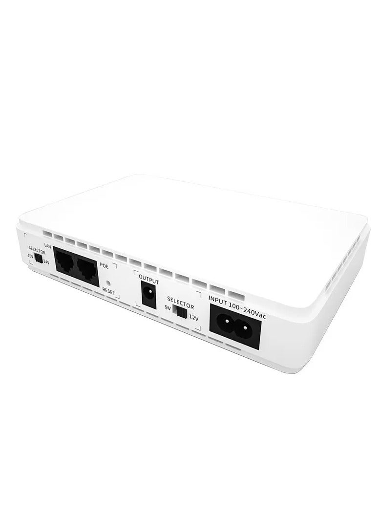 DC UPS POE-432P-10000M-48V Mini Portable POE UPS Upgraded Version with USB5V DC12v/9v, POE24V/48V Power Supply 1Gbps Gigabit POE Port and Built-in Adapter(2024)White