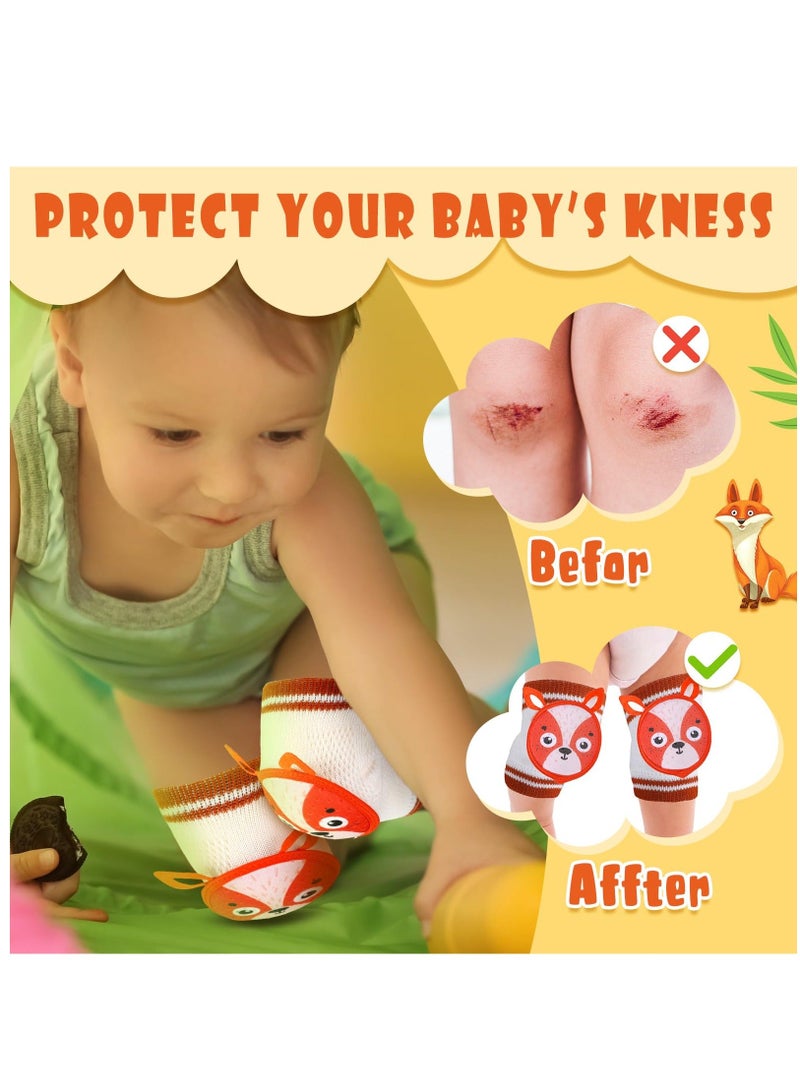 6 Pairs Baby Knee Pads for Crawling Anti Slip Knee Protectors Breathable for Boys Girls, 0-3 Years Old