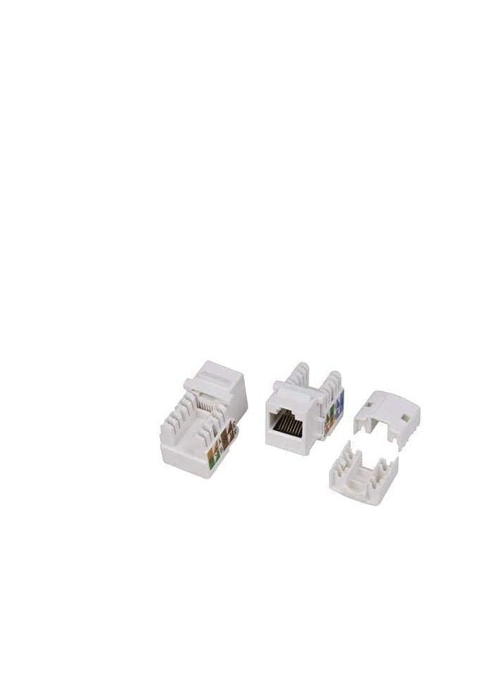 DKURVE  Pass Through Connectors, Pack of 100 With  Cat6 / 5e Keystone Jacks, 20 Pack - White