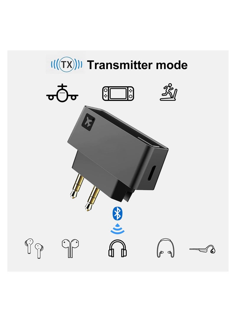 Bluetooth 50 Audio Adapter Low Latency Wireless Transmitter for Headphones Works with 35mm Aux Jacks on Airplanes TVs Gym Equipment