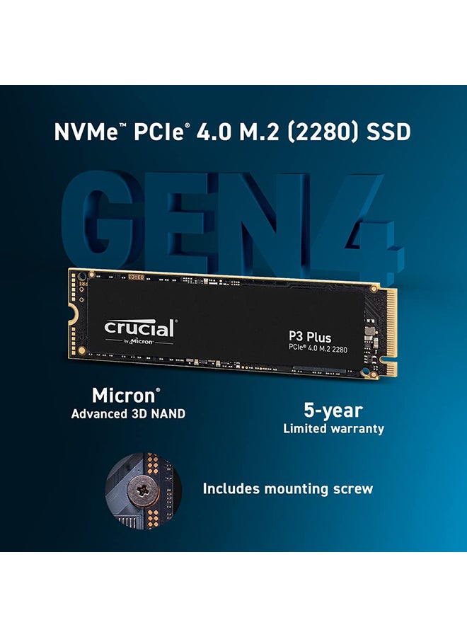 Crucial P3 Plus 4TB PCIe 4.0 3D NAND NVMe M.2 SSD, up to 5000MB/s - CT4000P3PSSD8 4 TB