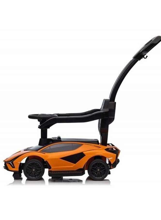 Lamborghini Ride on Push Car Walking Toy Stroller with USB Port-Orange