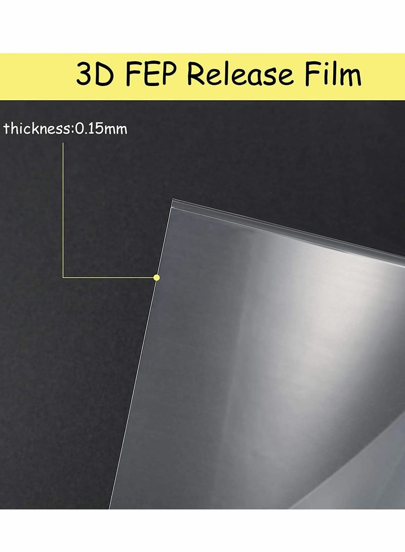 FEP Film, High Transmittance Strength Film with Replacement Plastic Spatulas, Thickness 0.15 mm Compatible with UV DLP 3D Printers, LCD SLA Resin (140 x 200 mm)