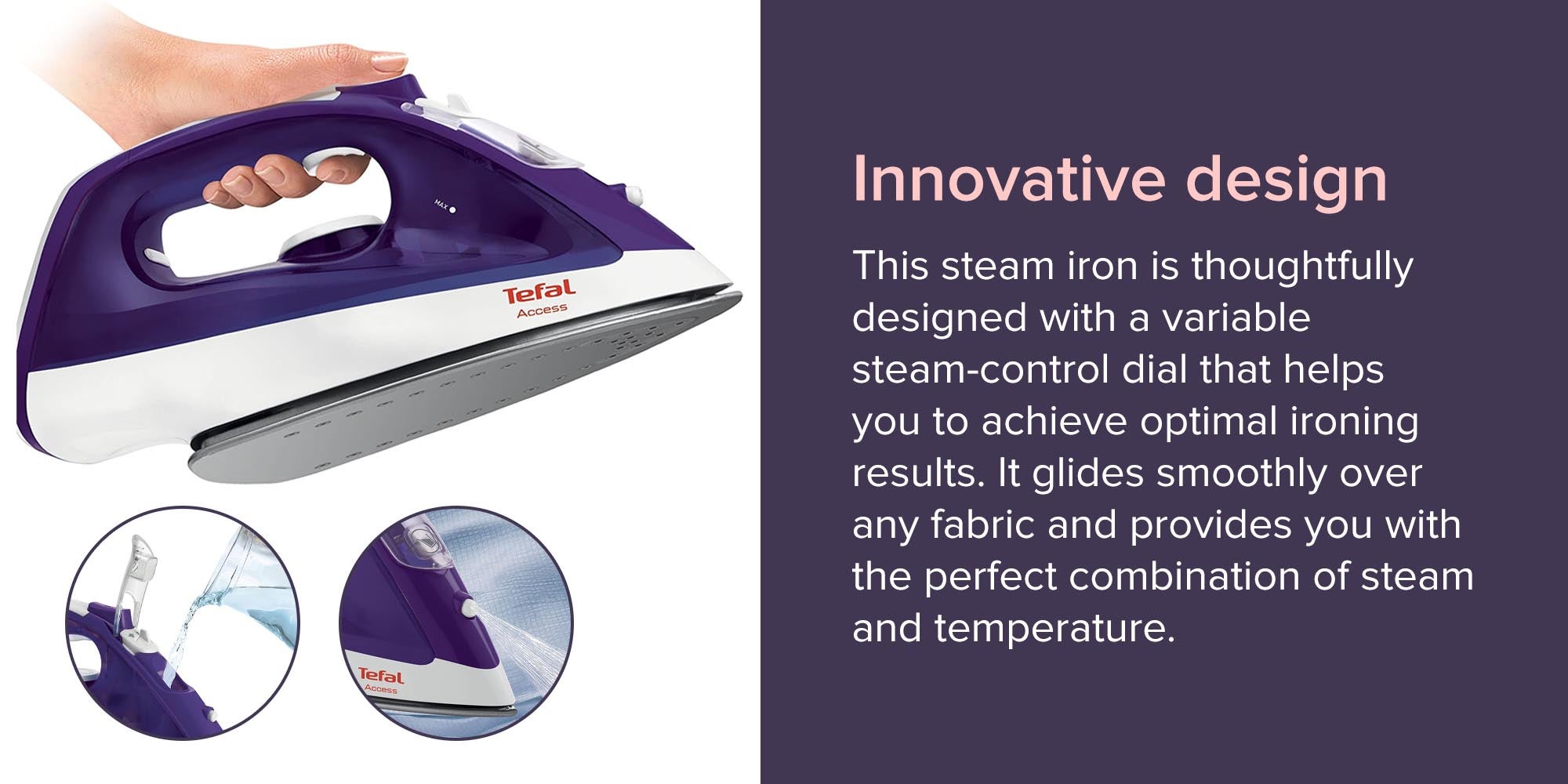 Electric Steam Iron 2000W 270.0 ml 2000.0 W FV1545E2 Purple/White