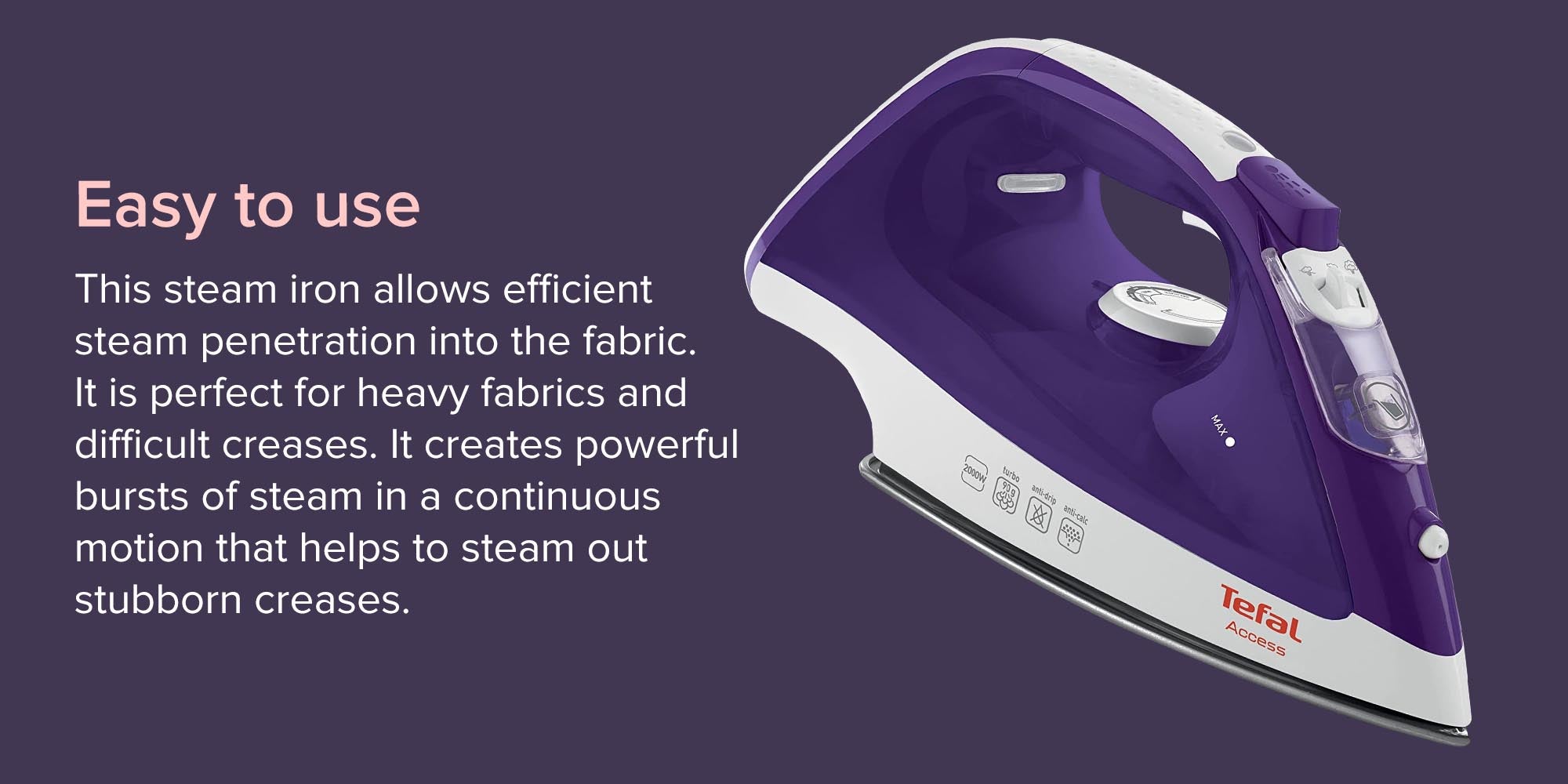 Electric Steam Iron 2000W 270.0 ml 2000.0 W FV1545E2 Purple/White