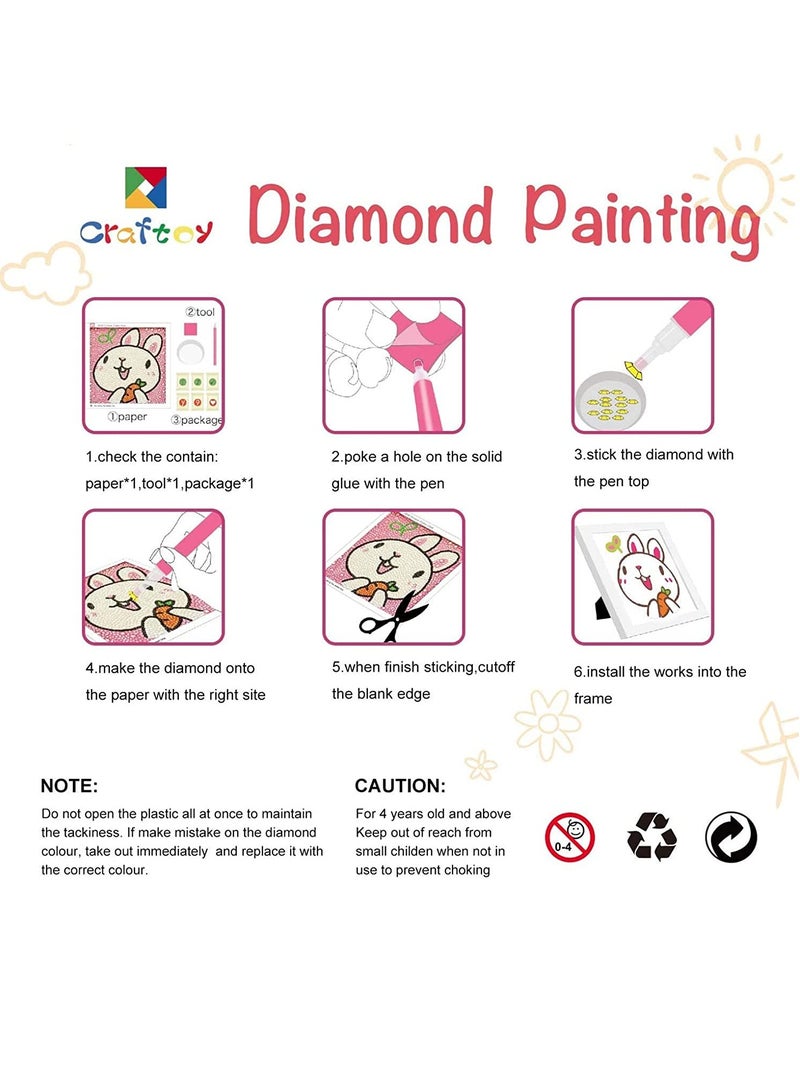 5D Diamond Painting Kits for Kids Wooden Frame Diamond Arts and Crafts for Kids Mosaic Gem Stickers by Number Kits DIY Painting Rhinestone Arts Crafts Supply Set Embroidery Gift