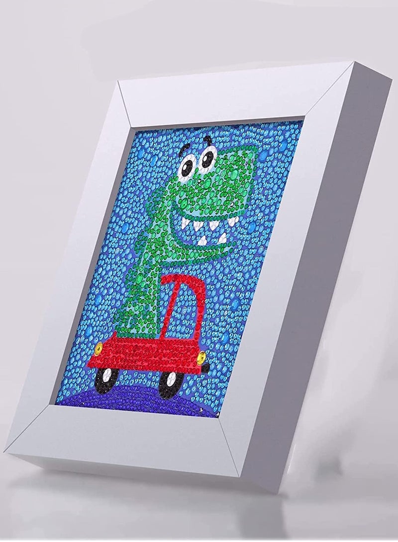 5D Diamond Painting Kits for Kids Wooden Frame Diamond Arts and Crafts for Kids Mosaic Gem Stickers by Number Kits DIY Painting Rhinestone Arts Crafts Supply Set Embroidery Gift