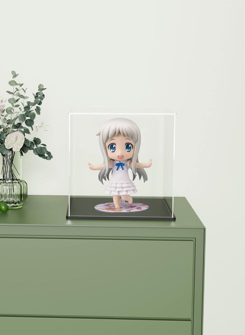 Clear Acrylic Display Case with Matte Black Acrylic Base, Simple Self-Assembly Dust-Proof Showcase, Cube Counter-Tops Box for Collectibles, Home Organization (8x8x8 inch)