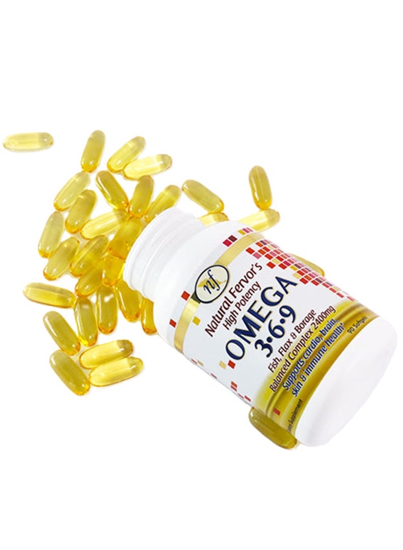 High Potency Omega 3.6.9 Fish Oil Flax Seed And Borage Balanced Complex 2400 Mg 90 Softgel