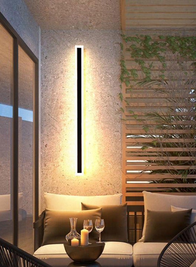 Linear Metal LED Outdoor Wall Lamp Black 100x8cm