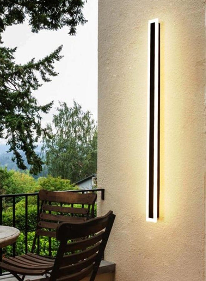 Linear Metal LED Outdoor Wall Lamp Black 100x8cm