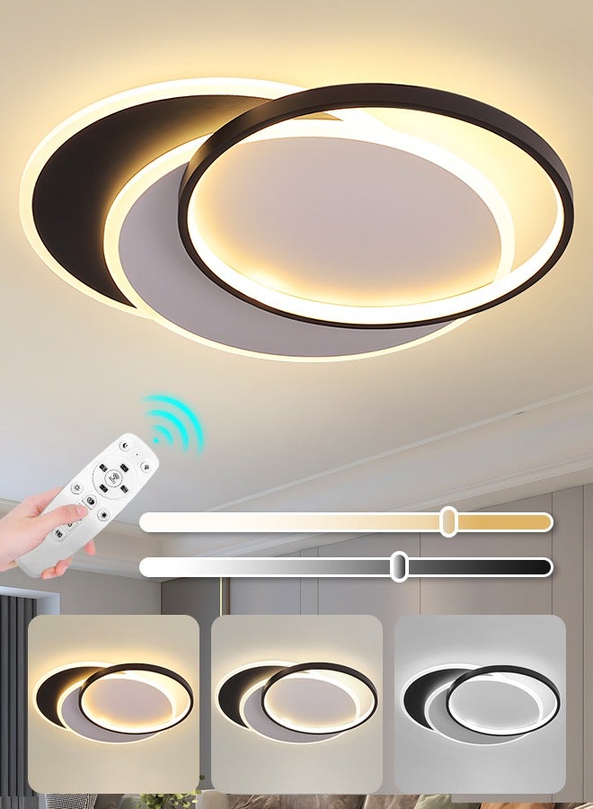 LED Ceiling Light Fixtures - Modern Dimmable Flush Mount Ceiling Light for Living Room, 20x16 Inch Round Shape with Three Color Temperature, 56W 3000K 4000K 6000K - Remote Control