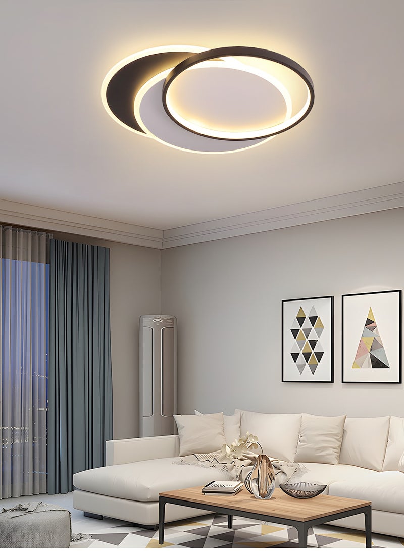 LED Ceiling Light Fixtures - Modern Dimmable Flush Mount Ceiling Light for Living Room, 20x16 Inch Round Shape with Three Color Temperature, 56W 3000K 4000K 6000K - Remote Control