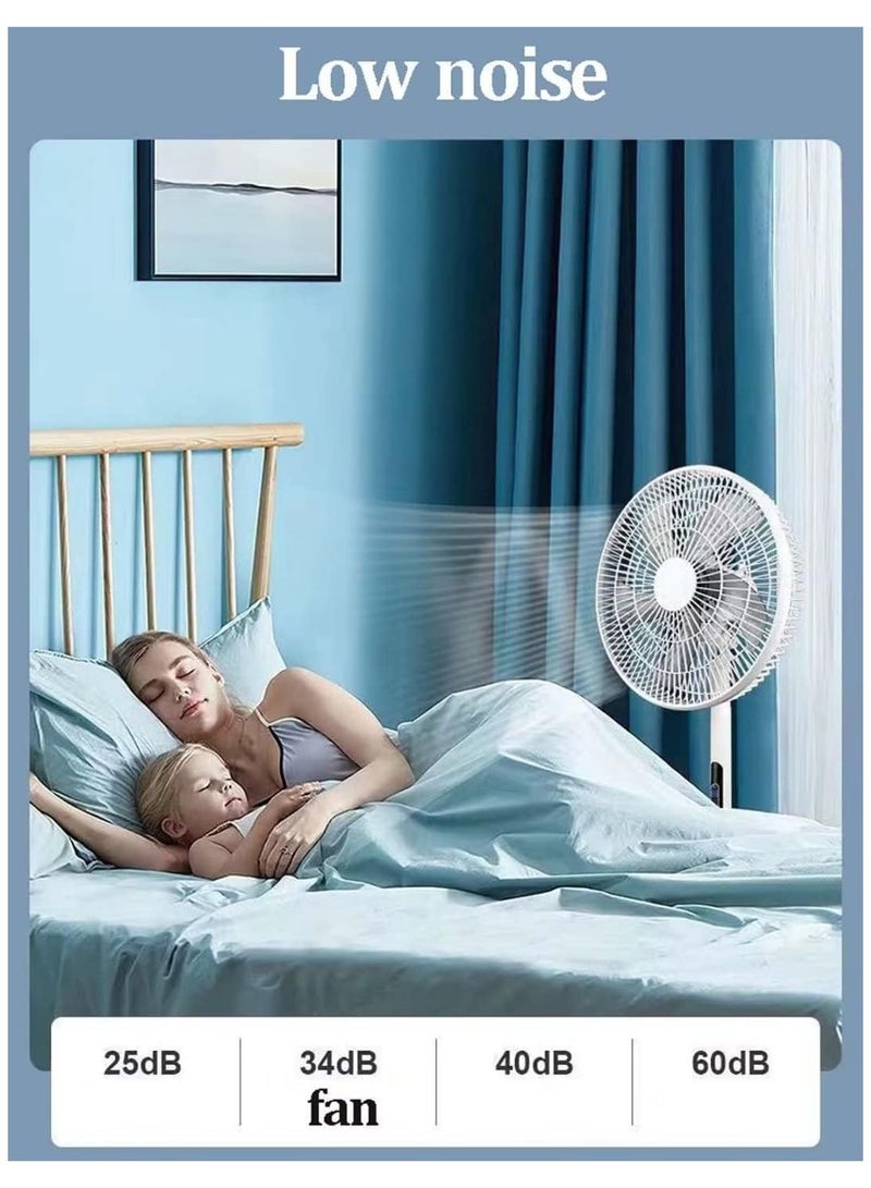 16 Inch Pedestal Fan with Remote Control,5-Blade Oscillating Standing Fan - Adjustable Height,Ultra Quiet,8 Speed,3 Winds Mode,9 Hour Timer,LED Display,90° Pivoting Head Air Circulator Fan (White)