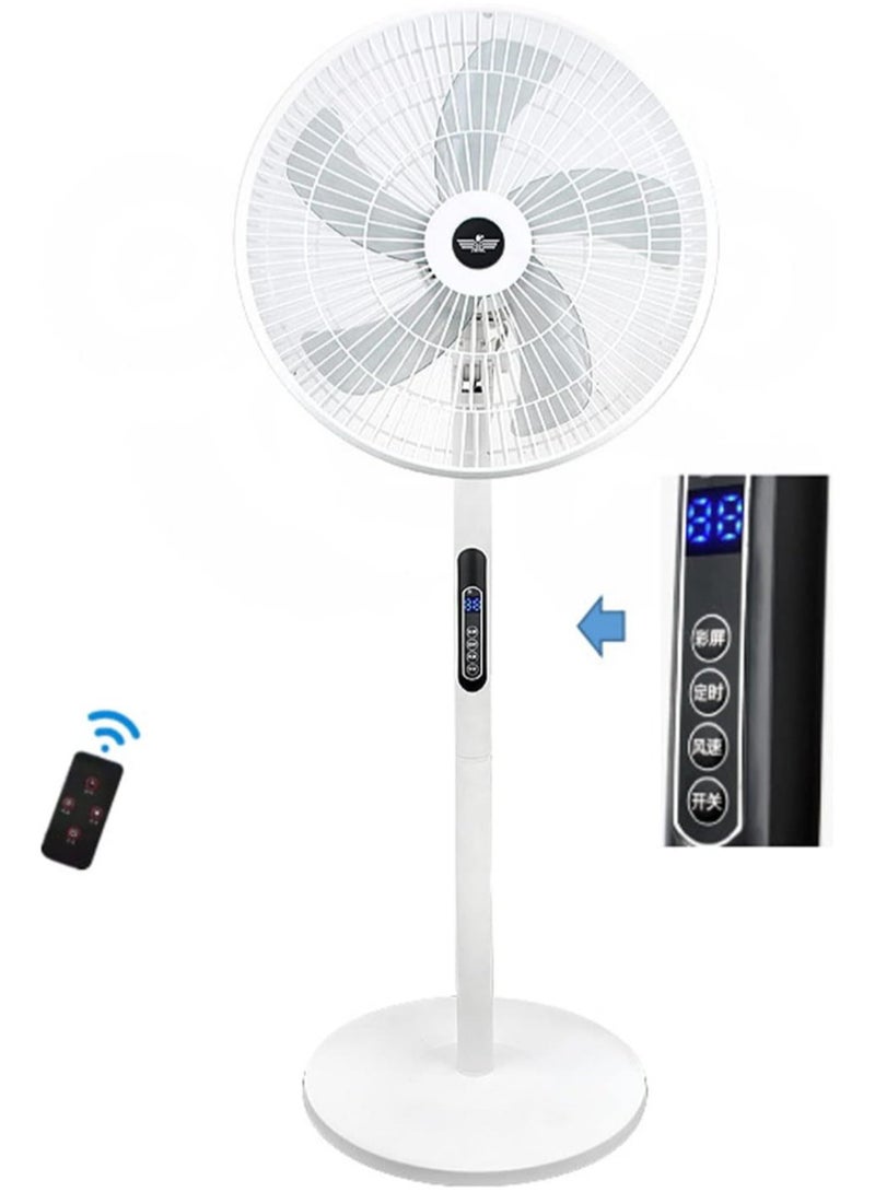 16 Inch Pedestal Fan with Remote Control,5-Blade Oscillating Standing Fan - Adjustable Height,Ultra Quiet,8 Speed,3 Winds Mode,9 Hour Timer,LED Display,90° Pivoting Head Air Circulator Fan (White)