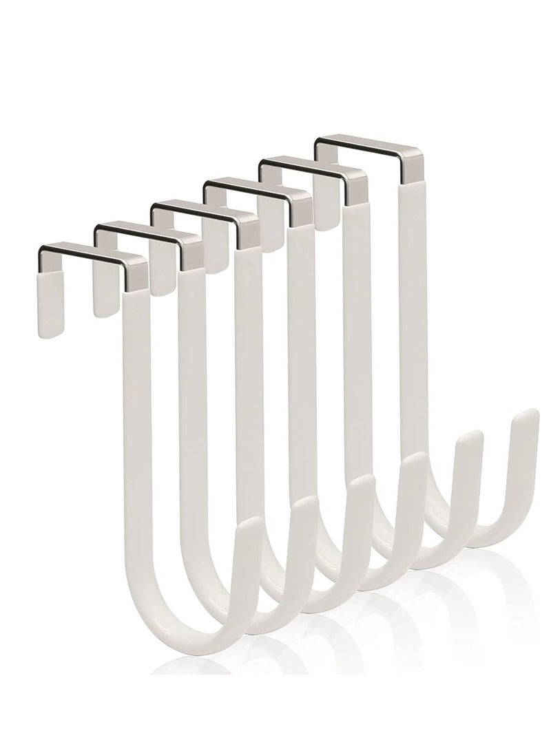 Over the Door Hook, 6 Pack Sturdy Metal Over Door Hook, Fitting Two Sized Doors, Door Hangers and Over The Door Hooks for Hanging Clothes, Towels, Coats and More