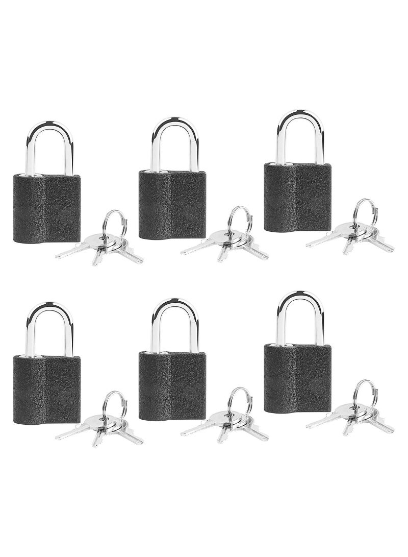 Solid Locks with Keys 6Pack 25mm Weatherproof Keyed Lock Mini Luggage Padlock Alike Suitcase for Travel Bags Cabinets School Gym Locker Toolbox