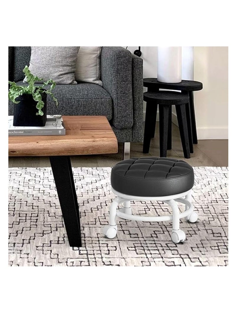 Rotatable Swivel Saddle Stool, 360° Rolling Adjustable Round Rolling Stool with Wheels