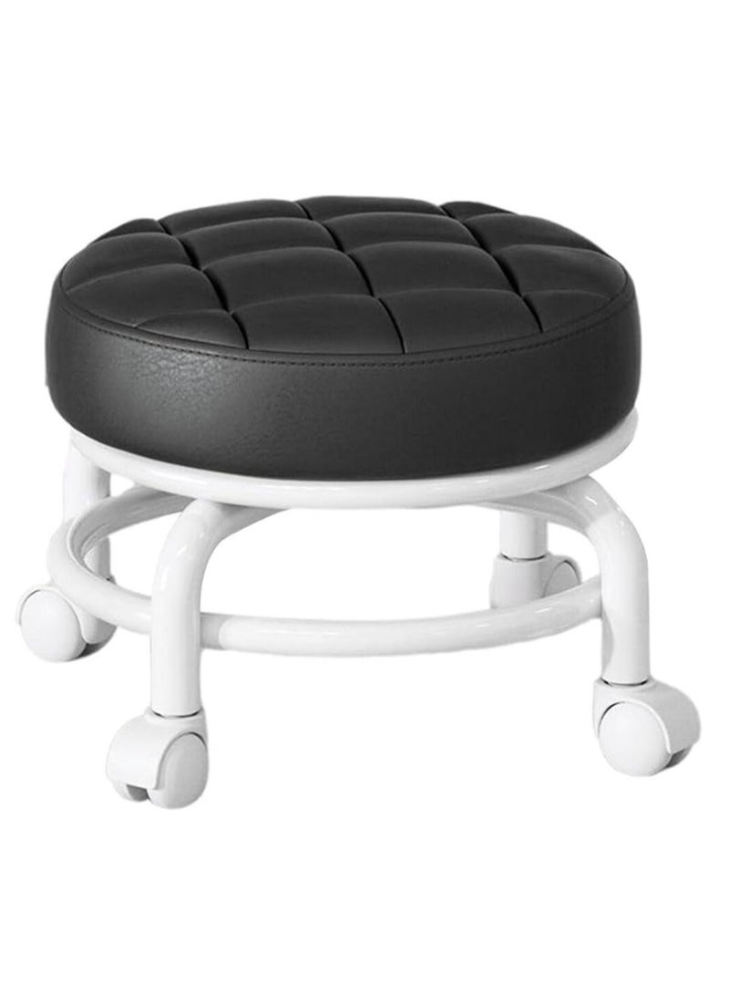 Rotatable Swivel Saddle Stool, 360° Rolling Adjustable Round Rolling Stool with Wheels