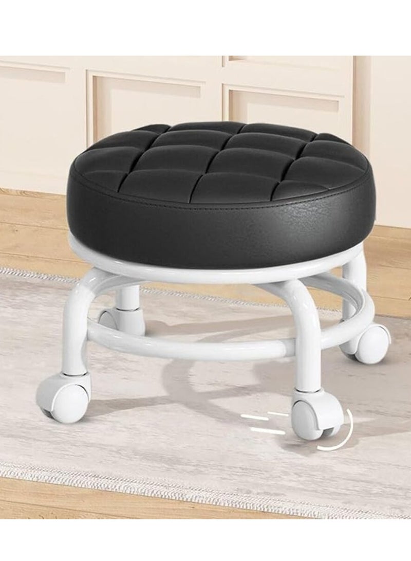 Rotatable Swivel Saddle Stool, 360° Rolling Adjustable Round Rolling Stool with Wheels