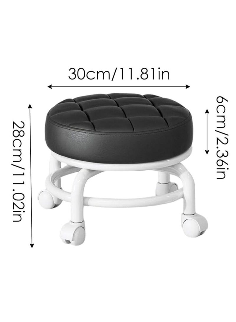 Rotatable Swivel Saddle Stool, 360° Rolling Adjustable Round Rolling Stool with Wheels